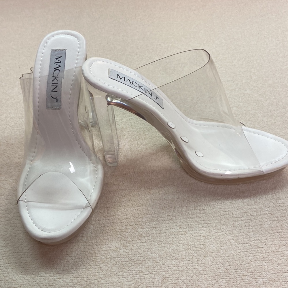 Mackinj Transparent Open Toe 4.5” Block Heel Size… - image 5